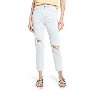 Madewell The Mom Jean High Waist Ripped Raw Hem Distressed Hartman Size 27 NWT